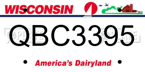 QBC3395 Wisconsin License Plate