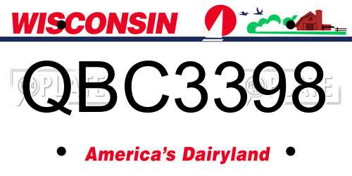 QBC3398 Wisconsin License Plate