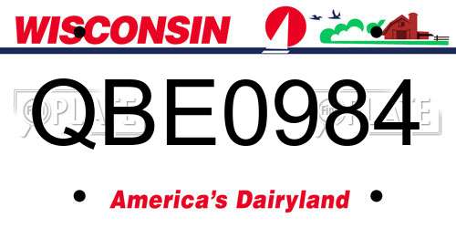 QBE0984 Wisconsin License Plate