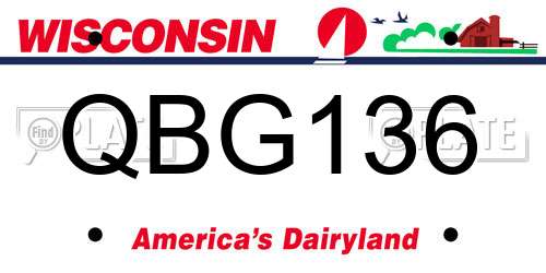 QBG136 Wisconsin License Plate