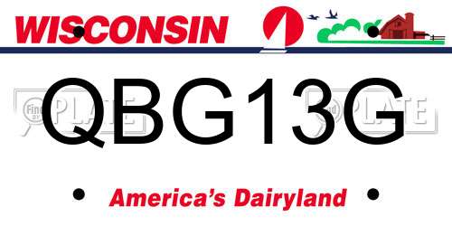 QBG13G Wisconsin License Plate