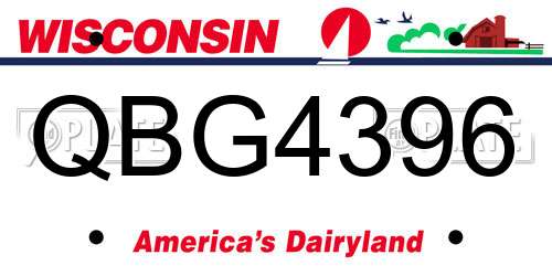 QBG4396 Wisconsin License Plate