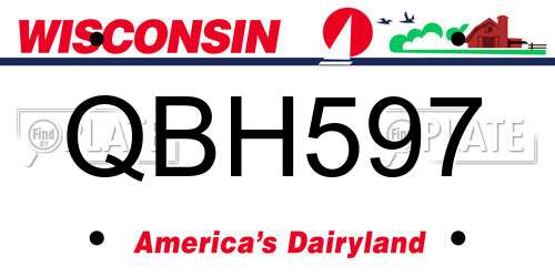 QBH597 Wisconsin License Plate