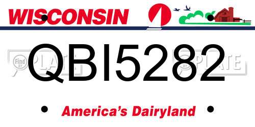 QBI5282 Wisconsin License Plate