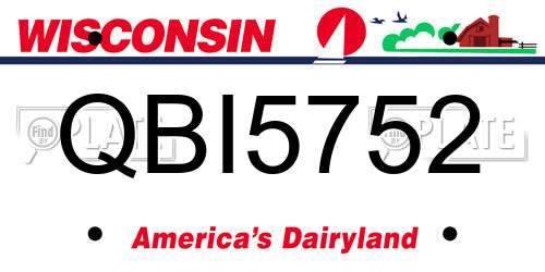 QBI5752 Wisconsin License Plate