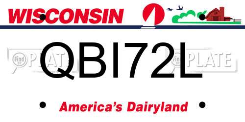 QBI72L Wisconsin License Plate