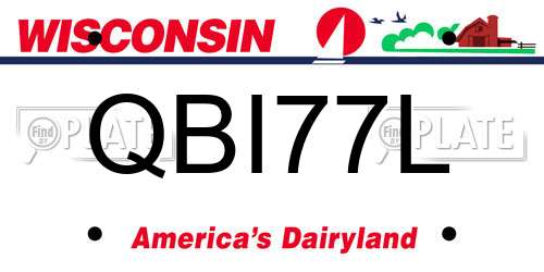 QBI77L Wisconsin License Plate