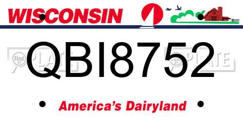 QBI8752 Wisconsin License Plate