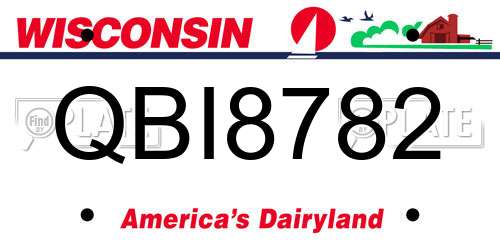 QBI8782 Wisconsin License Plate