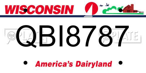QBI8787 Wisconsin License Plate