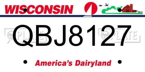 QBJ8127 Wisconsin License Plate