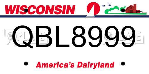 QBL8999 Wisconsin License Plate