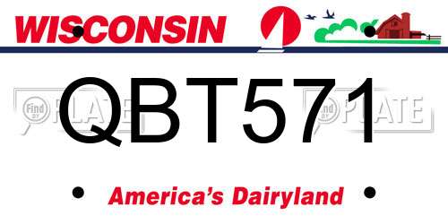 QBT571 Wisconsin License Plate