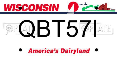 QBT57I Wisconsin License Plate