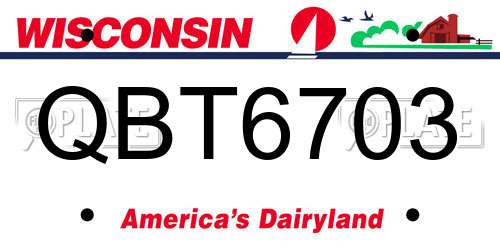 QBT6703 Wisconsin License Plate