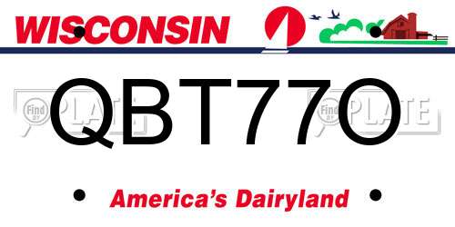 QBT77O Wisconsin License Plate