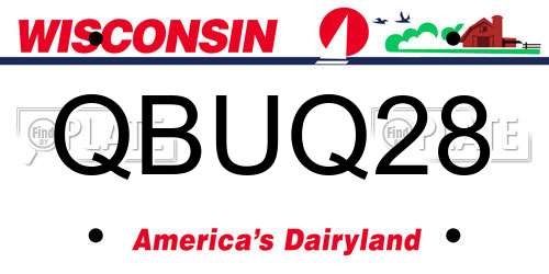 QBUQ28 Wisconsin License Plate