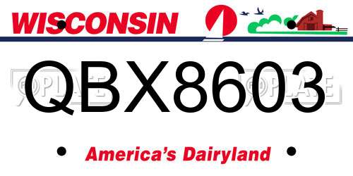 QBX8603 Wisconsin License Plate