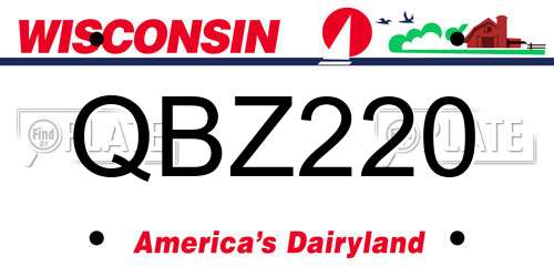 QBZ220 Wisconsin License Plate