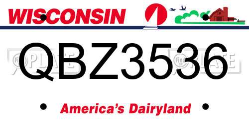 QBZ3536 Wisconsin License Plate