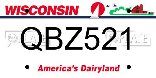 QBZ521 Wisconsin License Plate