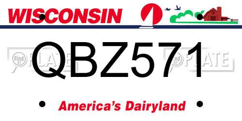 QBZ571 Wisconsin License Plate