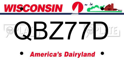 QBZ77D Wisconsin License Plate