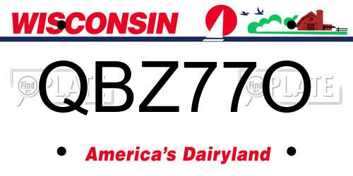 QBZ77O Wisconsin License Plate