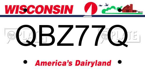 QBZ77Q Wisconsin License Plate