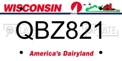 QBZ821 Wisconsin License Plate