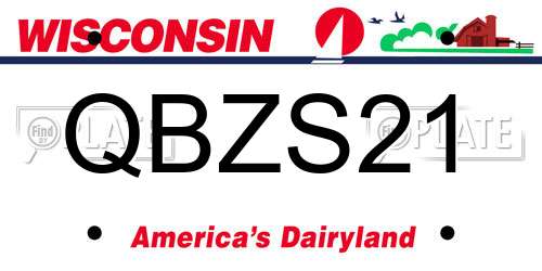 QBZS21 Wisconsin License Plate