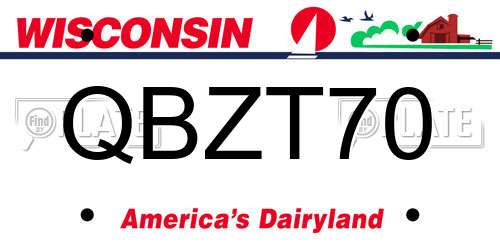 QBZT70 Wisconsin License Plate