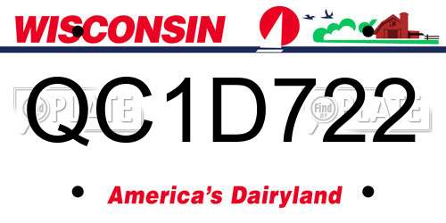 QC1D722 Wisconsin License Plate