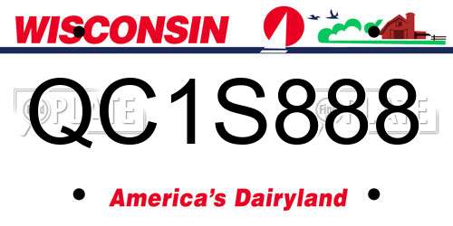 QC1S888 Wisconsin License Plate
