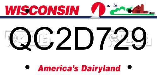 QC2D729 Wisconsin License Plate