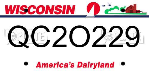 QC2O229 Wisconsin License Plate
