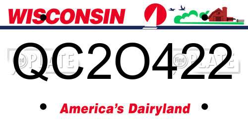QC2O422 Wisconsin License Plate