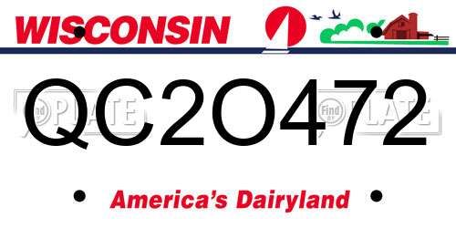 QC2O472 Wisconsin License Plate