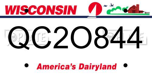 QC2O844 Wisconsin License Plate