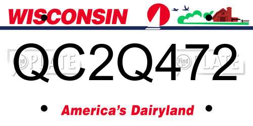 QC2Q472 Wisconsin License Plate