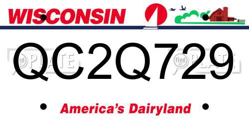 QC2Q729 Wisconsin License Plate