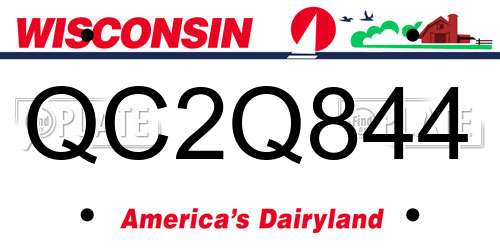 QC2Q844 Wisconsin License Plate