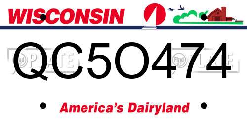 QC5O474 Wisconsin License Plate