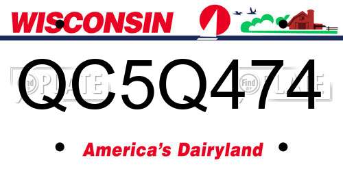 QC5Q474 Wisconsin License Plate