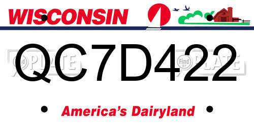 QC7D422 Wisconsin License Plate