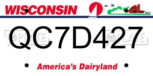 QC7D427 Wisconsin License Plate