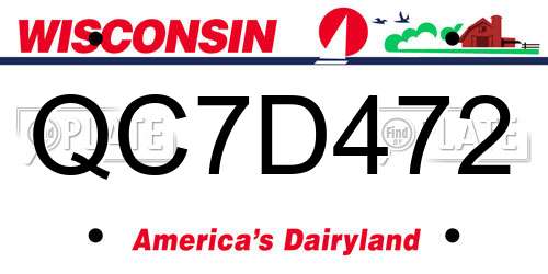 QC7D472 Wisconsin License Plate