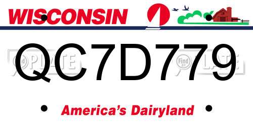 QC7D779 Wisconsin License Plate