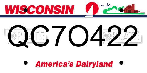 QC7O422 Wisconsin License Plate