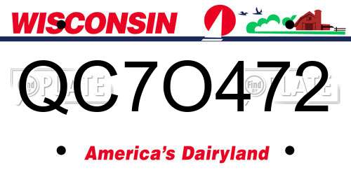 QC7O472 Wisconsin License Plate